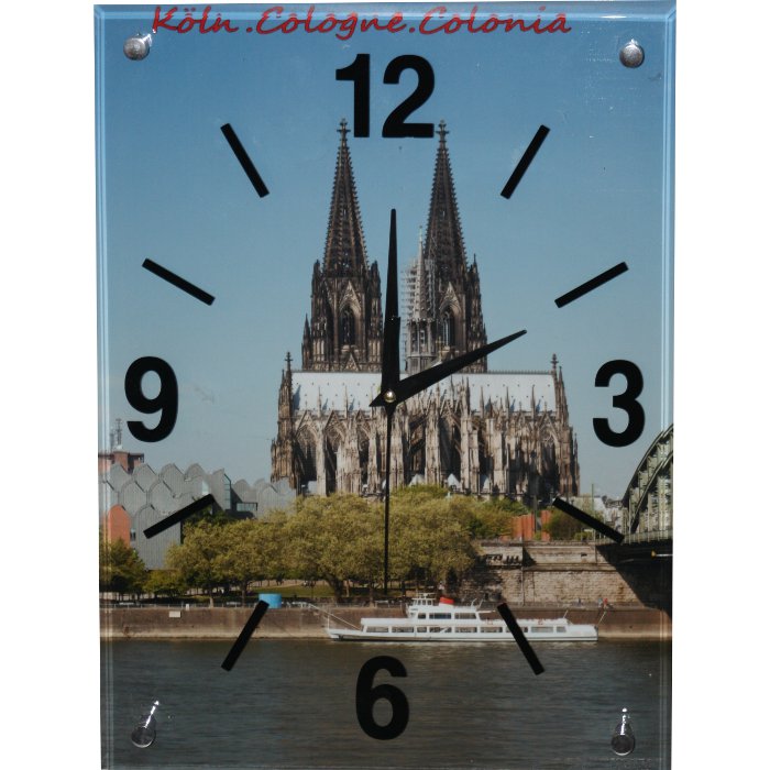 Glass clock wall clock Cologne cathedral at day